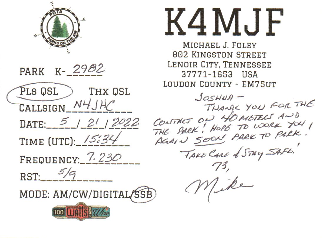 K4MJF QSL back