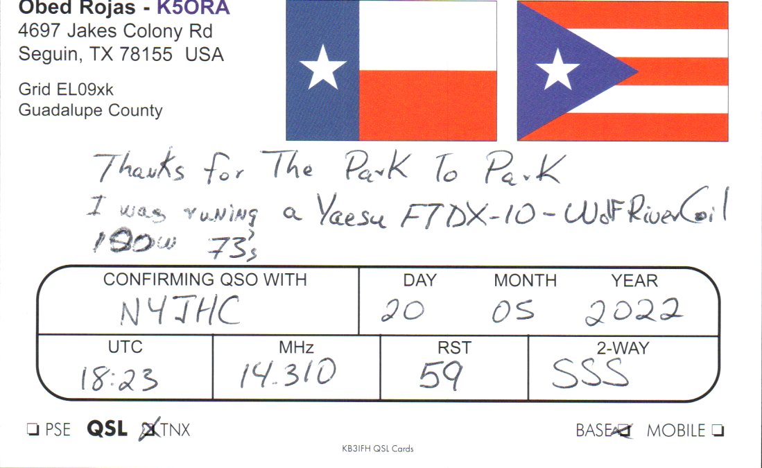 K5ORA QSL back