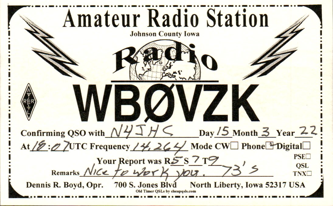 WB0VZK QSL front